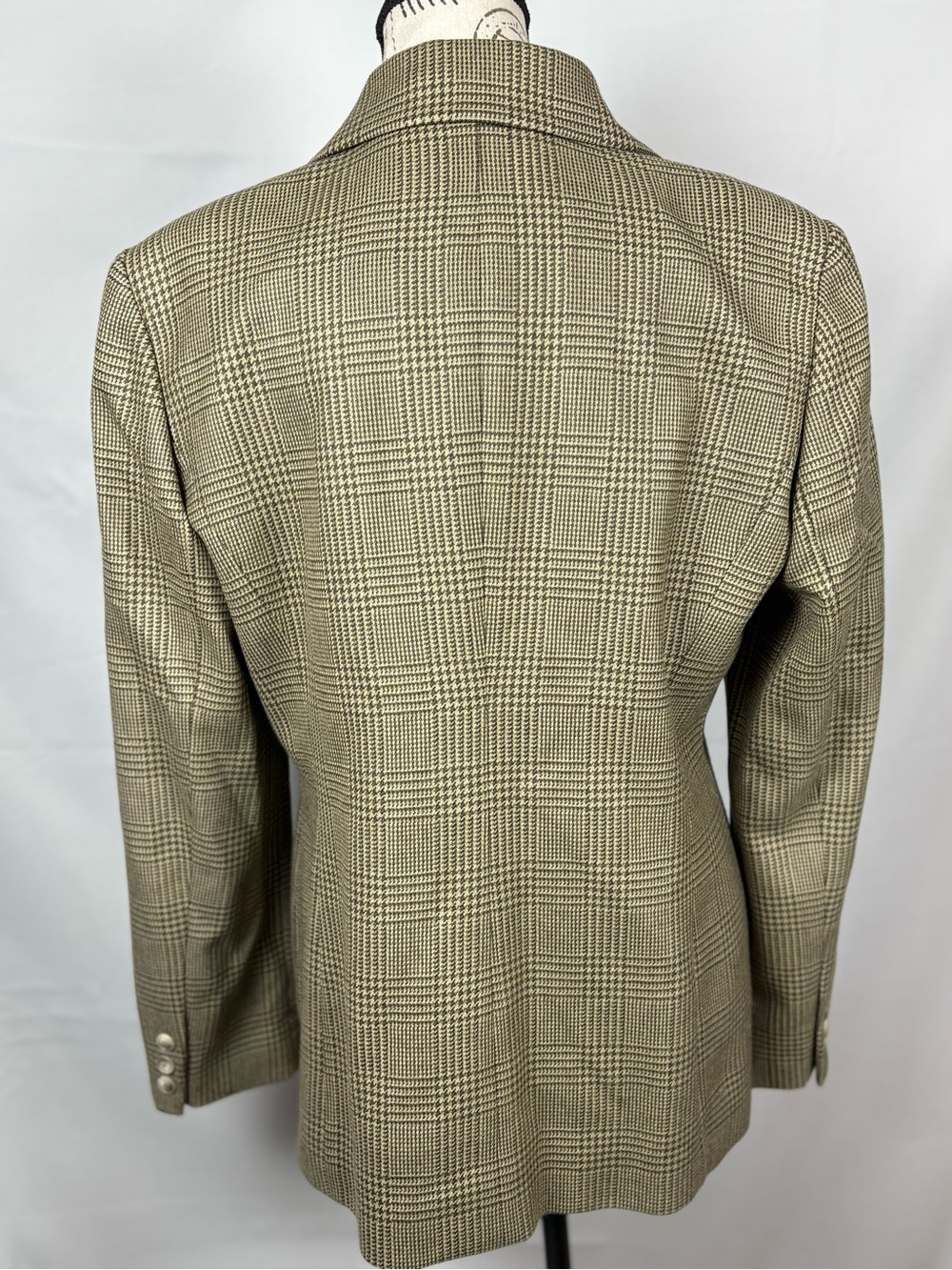Vintage Linda Allard Ellen Tracy Wool Glen Plaid Blazer 90s Size 12 - Picture 6 of 13